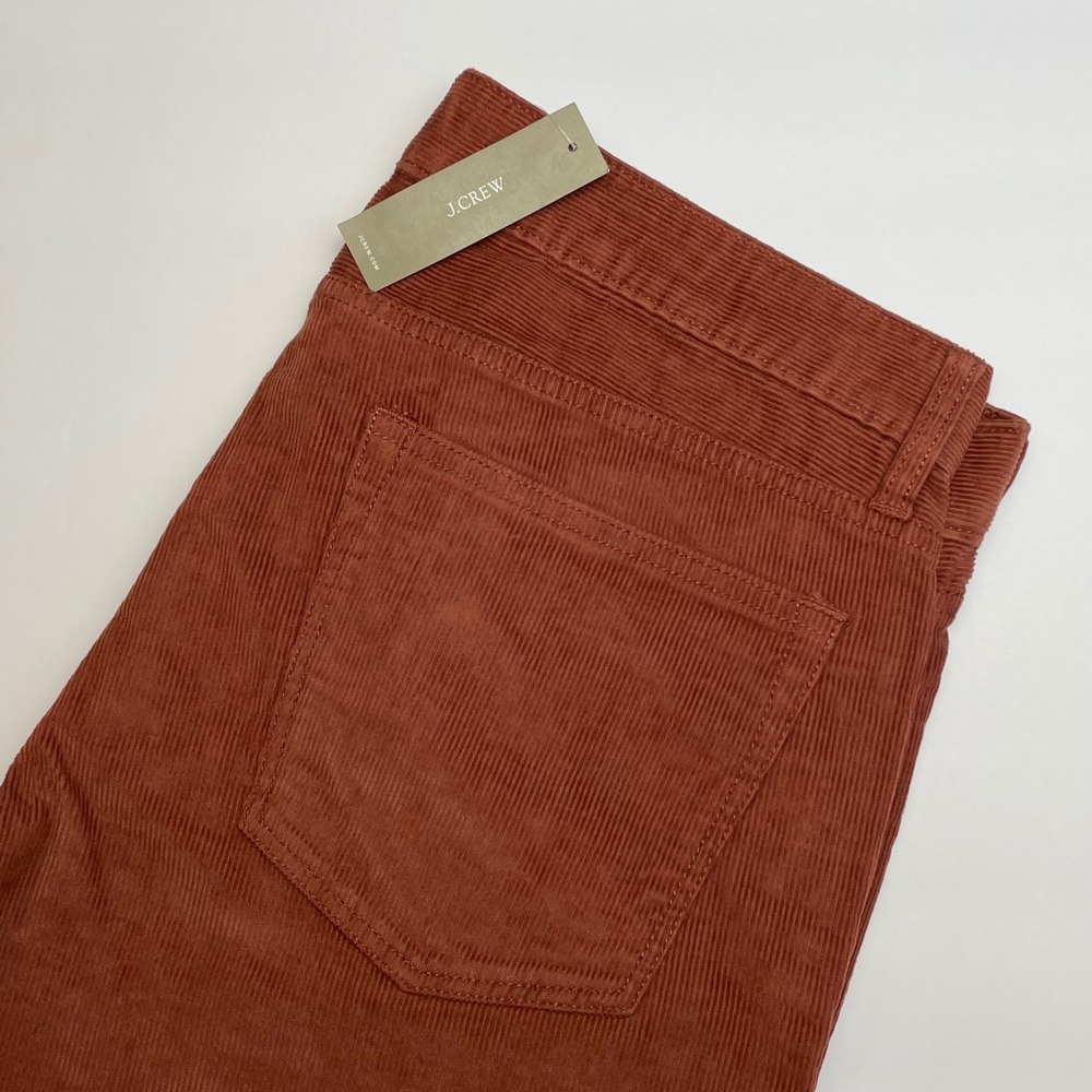NEW J.Crew 484 Corduroy Pants Mens 32x32 Slim Fit Rust Orange Cotton Stretch FTC